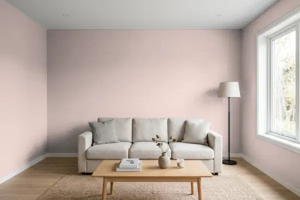 Living room with walls painted PPG Paints Subdued 1015-4 (simulated)