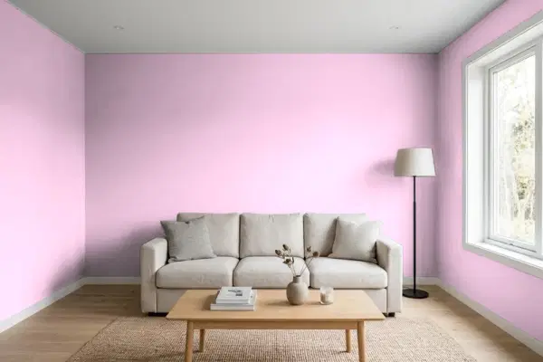 Living room with walls painted Behr Sugar Sweet 680A-2 (simulated)
