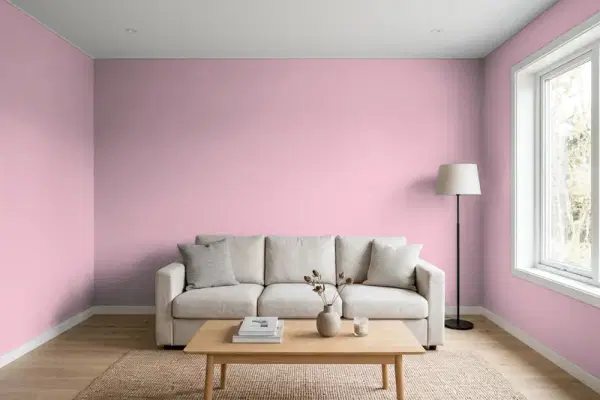 Living room with walls painted Valspar Sugarplum Dance 1006-6A (simulated)
