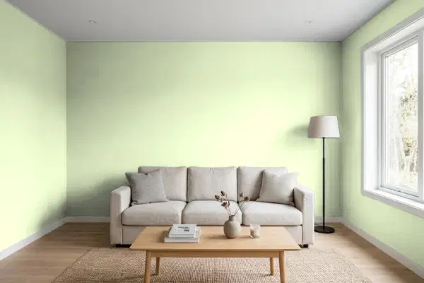Living room with walls painted Valspar Summer Rapture 6002-5A (simulated)