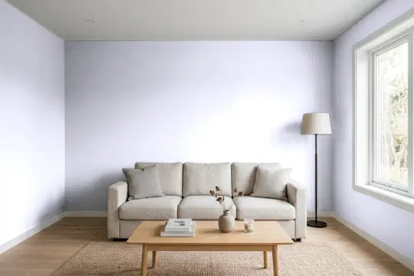 Living room with walls painted Valspar Super Nova 4004-9A (simulated)