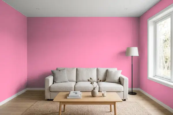 Living room with walls painted Behr Sweet Chrysanthemum HDC-MD-10A (simulated)