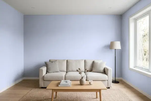 Living room with walls painted Behr Sweet Juliet PPU15-15 (simulated)