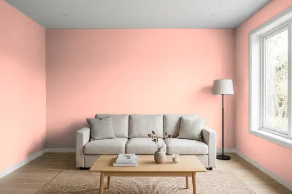 Living room with walls painted Behr Sweet Nectar 190C-3 (simulated)