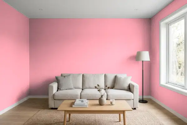 Living room with walls painted Valspar Sweet Sixteen 1006-2A (simulated)