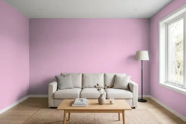 Living room with walls painted Behr Taste Of Berry 690D-4 (simulated)