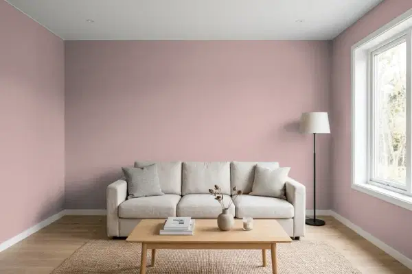 Living room with walls painted PPG Paints Tawny Mushroom 1054-5 (simulated)