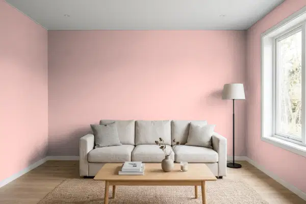 Living room with walls painted Behr Tea Room S150-2 (simulated)