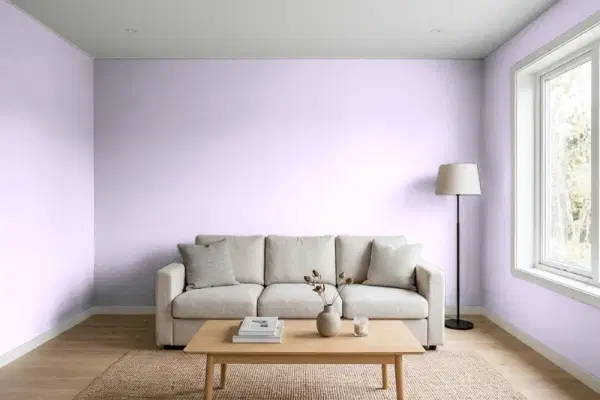 Living room with walls painted Behr Teary Eyed P570-1 (simulated)