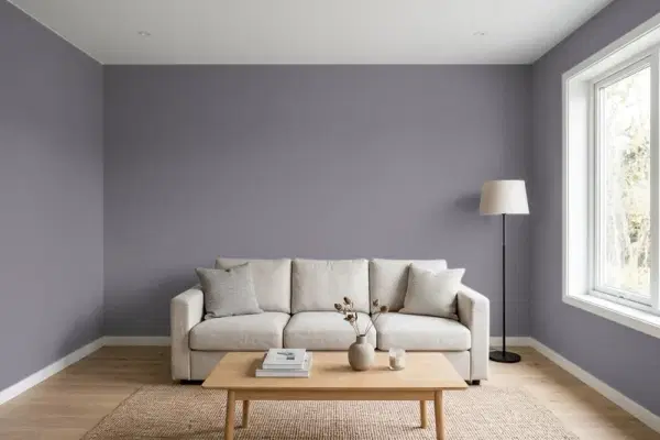 Living room with walls painted Benjamin Moore Tempest AF-590 (simulated)
