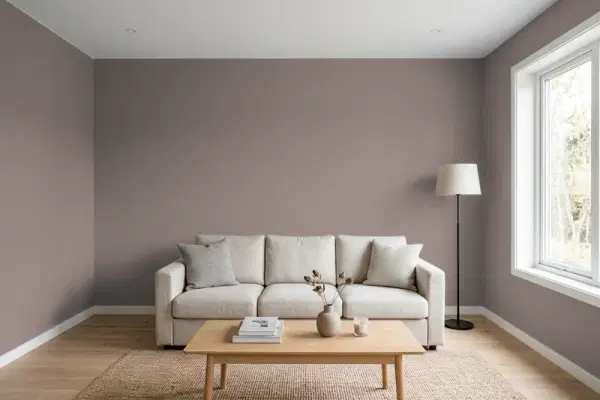 Living room with walls painted Valspar Thorny Brush 1001-9B (simulated)