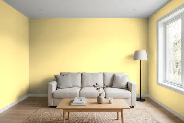 Living room with walls painted Valspar Toasted Oat 3005-4A (simulated)