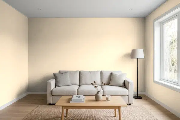 Living room with walls painted Valspar Toasting Tan 3003-8B (simulated)