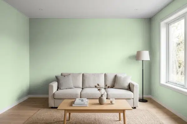 Living room with walls painted Behr Topiary Tint 440E-3 (simulated)