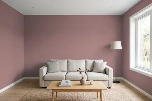 Living room with walls painted Behr Touch Of Class MQ1-47 (simulated)