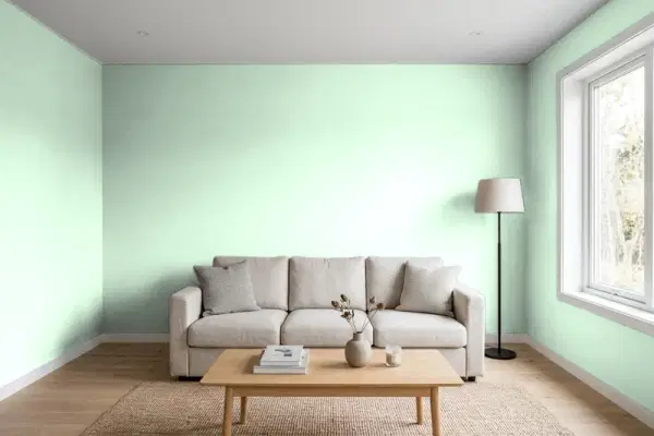 Living room with walls painted Behr Tropical Dream 460A-2 (simulated)