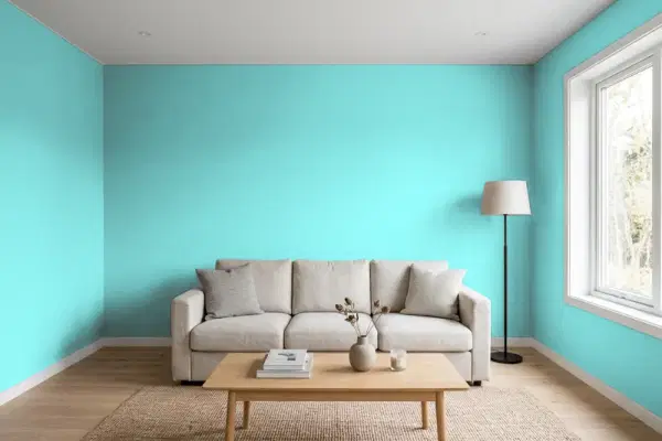Living room with walls painted Benjamin Moore Tropicana Cabana 2048-50 (simulated)