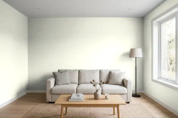 Living room with walls painted PPG Paints Twilight Twist 1126-2 (simulated)