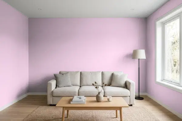 Living room with walls painted Behr Velvet Slipper 680D-4 (simulated)