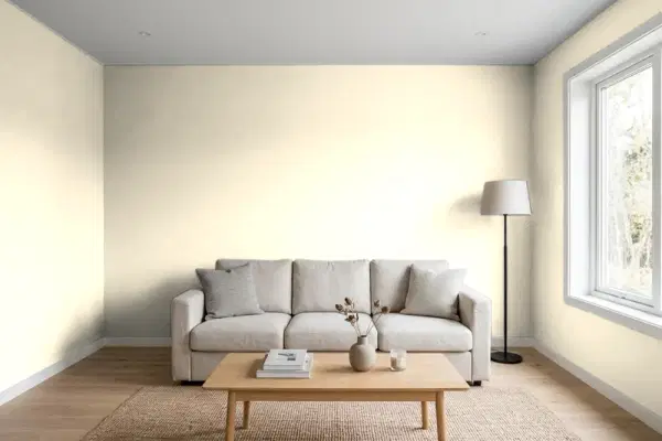 Living room with walls painted Valspar Veranda Ivory 7003-20 (simulated)