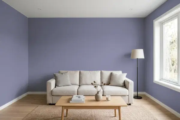 Living room with walls painted Behr Vintage 630F-5 (simulated)