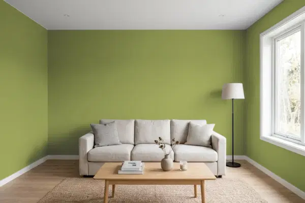 Living room with walls painted PPG Paints Vintage Vibe 1118-6 (simulated)