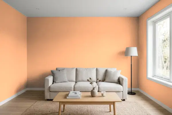 Living room with walls painted Valspar Warm Cider 2003-1C (simulated)