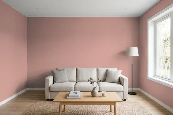Living room with walls painted Behr Warm Comfort 190F-4 (simulated)