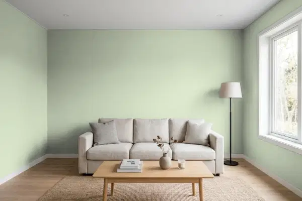 Living room with walls painted Behr Whitewater Bay PPU11-10 (simulated)