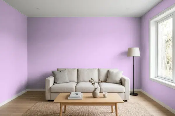 Living room with walls painted PPG Paints Windsor Purple 1249-4 (simulated)