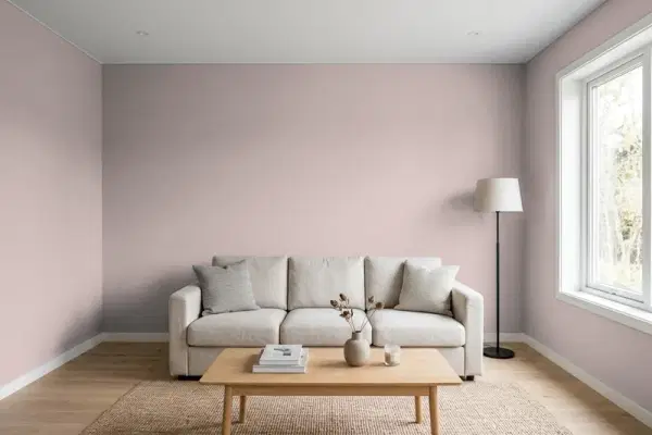 Living room with walls painted Behr Winter Cocoa 730B-4 (simulated)