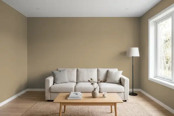 Living room with walls painted Valspar Winter Delta 3007-9B (simulated)
