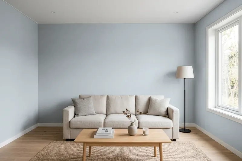 Living room with walls painted Sherwin-Williams Jubilee SW 6248 (simulated)