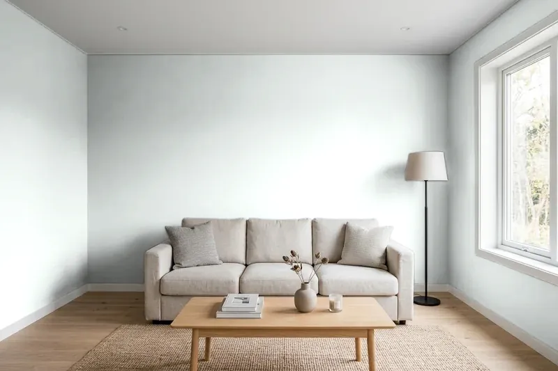 Living room with walls painted Sherwin-Williams Mantra SW 9631 (simulated)